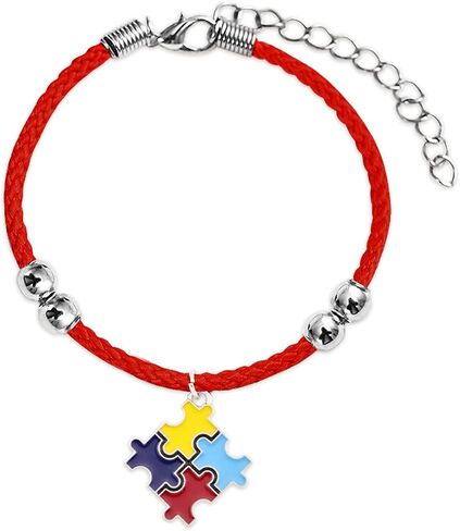 Autism Awareness Bracelet Autism Bracelet for Teachers Educators Autistic Puzzle Piece Bracelet Red Black Autism Bracelets Jewelry Accessories in Saudi Arabia
