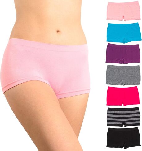 Alyce Ives Intimates Boyshort Panties for Women, Pack of 7, Seamless and No Show Under Clothing, Standard & Plus Sizes in Kuwait