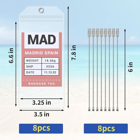 8 Pack Luggage Tags for Cruise, Zip Seal Luggage Tag Holders, Waterproof Clear Tags for Cruise Ship Essentials, Fits All Carnival, NCL, Princess, MSC Cruise Line Ships with Steel Loops in Saudi Arabia