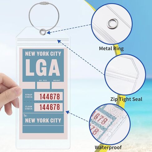 8 Pack Luggage Tags for Cruise, Zip Seal Luggage Tag Holders, Waterproof Clear Tags for Cruise Ship Essentials, Fits All Carnival, NCL, Princess, MSC Cruise Line Ships with Steel Loops in Saudi Arabia