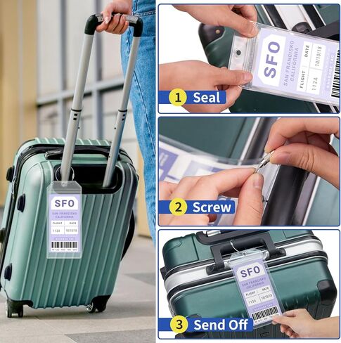 8 Pack Luggage Tags for Cruise, Zip Seal Luggage Tag Holders, Waterproof Clear Tags for Cruise Ship Essentials, Fits All Carnival, NCL, Princess, MSC Cruise Line Ships with Steel Loops in Saudi Arabia