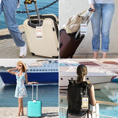 8 Pack Luggage Tags for Cruise, Zip Seal Luggage Tag Holders, Waterproof Clear Tags for Cruise Ship Essentials, Fits All Carnival, NCL, Princess, MSC Cruise Line Ships with Steel Loops in Saudi Arabia