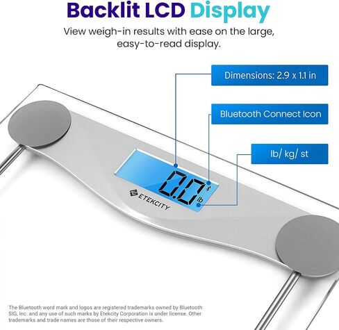 Etekcity Digital Bathroom Scale for Body Weight for People, Extra Wide Platform and High Capacity, Large Number and Easy-to-Read on Backlit LCD Display, 440 lb in Saudi Arabia
