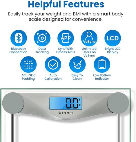 Etekcity Digital Bathroom Scale for Body Weight for People, Extra Wide Platform and High Capacity, Large Number and Easy-to-Read on Backlit LCD Display, 440 lb in Saudi Arabia