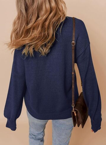 Dokotoo Women's Casual V Neck Sweaters Long Sleeve Pullover Sweater Knit Jumper Tops in Saudi Arabia