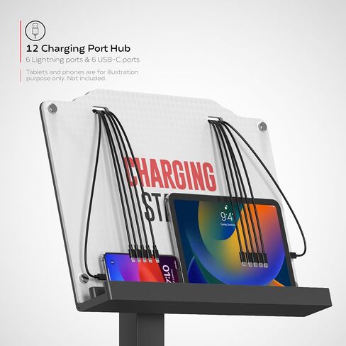 Wall Mounted Charging Station for Tablets & Phones – CTA Secure Wall Mount Charging Station for 12 Devices - 6 Lightning Cables & 6 USB-C Cables - VESA Mounting - (ADD-VCHARGE12) in Saudi Arabia