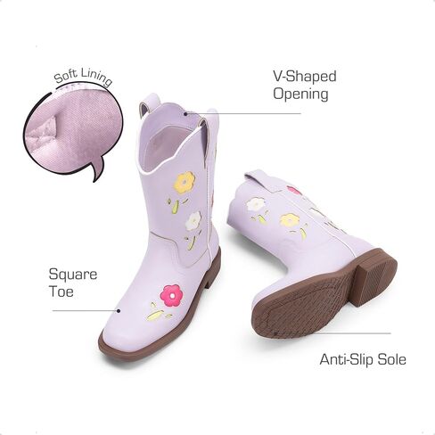 DREAM PAIRS Girls Cowgirl Boots Kids Mid Calf Western Boots Riding Shoes for Toddler/Little Kid/Big Kid in Saudi Arabia