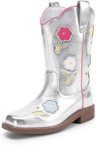 DREAM PAIRS Girls Cowgirl Boots Kids Mid Calf Western Boots Riding Shoes for Toddler/Little Kid/Big Kid in Kuwait