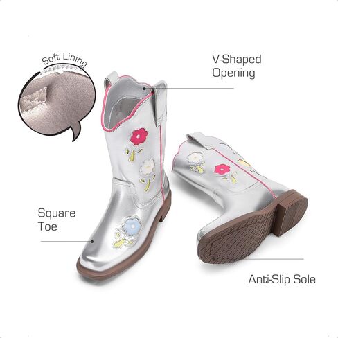 DREAM PAIRS Girls Cowgirl Boots Kids Mid Calf Western Boots Riding Shoes for Toddler/Little Kid/Big Kid in Kuwait