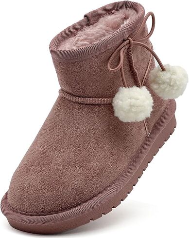 Kids Snow Boots Girls Boys Outdoor Warm Slip On Fur Boots Lightweight Anti-Slip Winter Boots for Little/Big Kids in Saudi Arabia