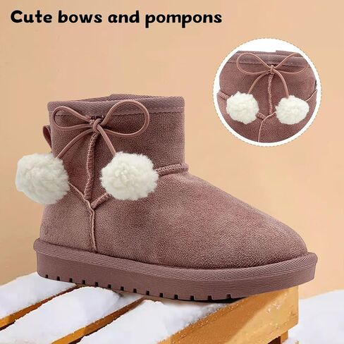 Kids Snow Boots Girls Boys Outdoor Warm Slip On Fur Boots Lightweight Anti-Slip Winter Boots for Little/Big Kids in Saudi Arabia