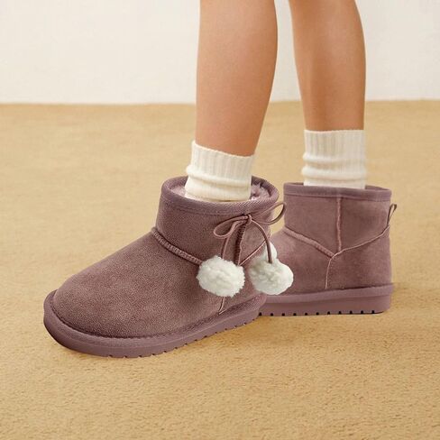 Kids Snow Boots Girls Boys Outdoor Warm Slip On Fur Boots Lightweight Anti-Slip Winter Boots for Little/Big Kids in Saudi Arabia