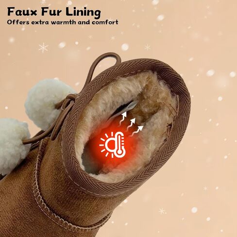 أطفال أحذية الثلوج الفتيات الفتيان في الهواء الطلق الدافئة الانزلاق على الفراء الأحذية خفيفة الوزن المضادة للانزلاق أحذية الشتاء للأطفال الصغار/الكبار in Kuwait