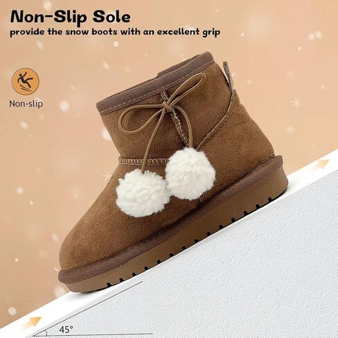 أطفال أحذية الثلوج الفتيات الفتيان في الهواء الطلق الدافئة الانزلاق على الفراء الأحذية خفيفة الوزن المضادة للانزلاق أحذية الشتاء للأطفال الصغار/الكبار in Kuwait