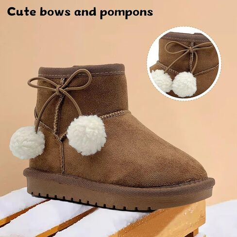 أطفال أحذية الثلوج الفتيات الفتيان في الهواء الطلق الدافئة الانزلاق على الفراء الأحذية خفيفة الوزن المضادة للانزلاق أحذية الشتاء للأطفال الصغار/الكبار in Kuwait