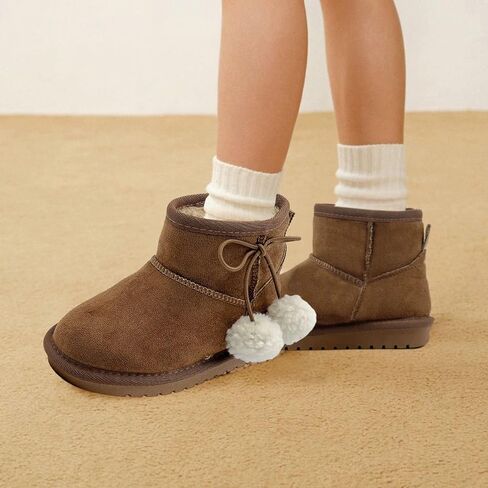 أطفال أحذية الثلوج الفتيات الفتيان في الهواء الطلق الدافئة الانزلاق على الفراء الأحذية خفيفة الوزن المضادة للانزلاق أحذية الشتاء للأطفال الصغار/الكبار in Kuwait