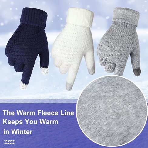 Bememo 4 أزواج من قفازات النساء الشتوية الدافئة التي تعمل باللمس، قفازات الرسائل النصية المبطنة بالصوف، قفازات الطقس البارد للنساء (صلبة، لون داكن) in Kuwait