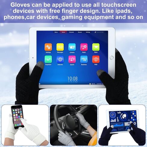 Bememo 4 أزواج من قفازات النساء الشتوية الدافئة التي تعمل باللمس، قفازات الرسائل النصية المبطنة بالصوف، قفازات الطقس البارد للنساء (صلبة، لون داكن) in Kuwait