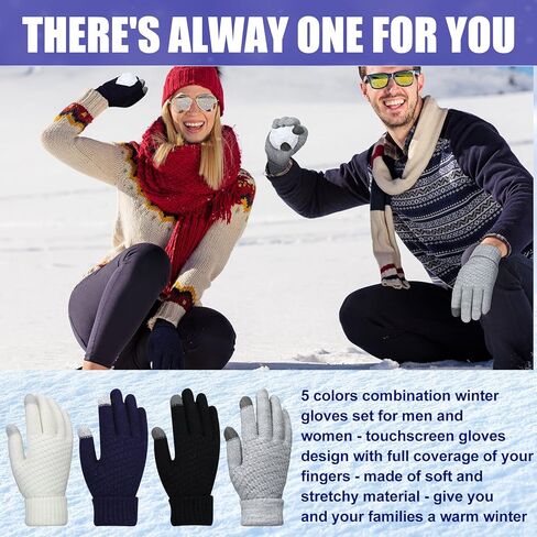 Bememo 4 أزواج من قفازات النساء الشتوية الدافئة التي تعمل باللمس، قفازات الرسائل النصية المبطنة بالصوف، قفازات الطقس البارد للنساء (صلبة، لون داكن) in Kuwait