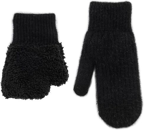 Women Men Winter Warm Mittens - Fashionable Stretchy Knit Gloves Cold Weather Soft Faux Rabbit Fur Mittens Elastic Mittens in Saudi Arabia