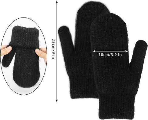 Women Men Winter Warm Mittens - Fashionable Stretchy Knit Gloves Cold Weather Soft Faux Rabbit Fur Mittens Elastic Mittens in Saudi Arabia