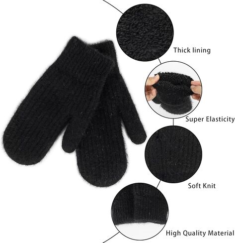 Women Men Winter Warm Mittens - Fashionable Stretchy Knit Gloves Cold Weather Soft Faux Rabbit Fur Mittens Elastic Mittens in Saudi Arabia