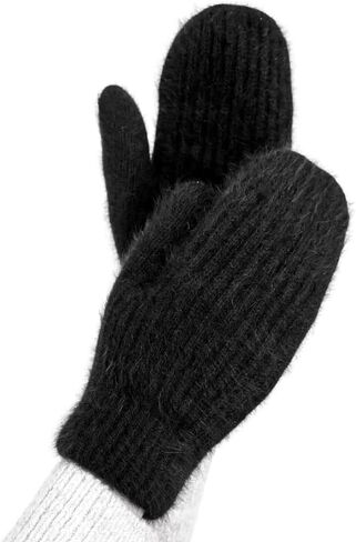 Women Men Winter Warm Mittens - Fashionable Stretchy Knit Gloves Cold Weather Soft Faux Rabbit Fur Mittens Elastic Mittens in Saudi Arabia