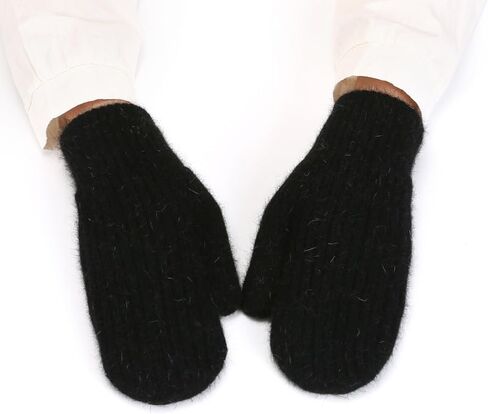 Women Men Winter Warm Mittens - Fashionable Stretchy Knit Gloves Cold Weather Soft Faux Rabbit Fur Mittens Elastic Mittens in Saudi Arabia