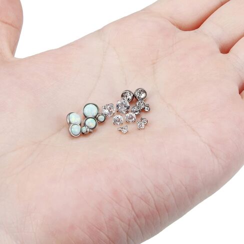 Vqoxaggi 18PCS 14G Grade 23 Titanium Dermal Anchor Tops Internally Threaded Clear Gem Dermal Piercing Jewelry for Women Men, VXG0003 in Saudi Arabia