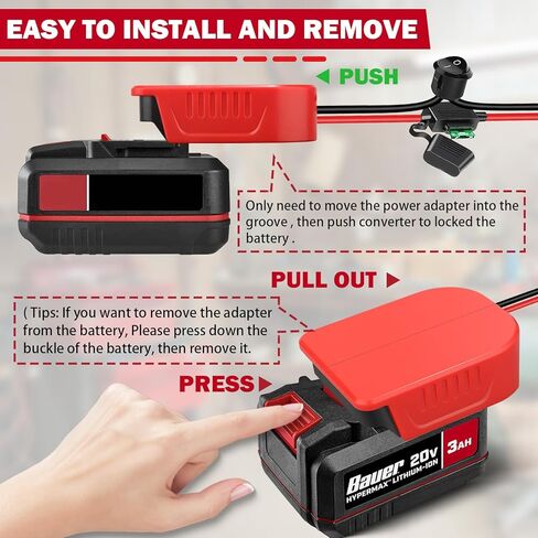 عبوتان لمحول عجلة الطاقة لبطارية Kobalt 24V Max، طقم محول بطارية عجلات الطاقة مع الصمامات ومحطات الأسلاك، سلك 14AWG، موصل الطاقة لألعاب السيارات Rc DIY، الروبوتات، شاحنة Rc in Saudi Arabia