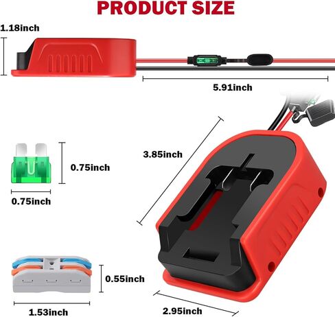 عبوتان لمحول عجلة الطاقة لبطارية Kobalt 24V Max، طقم محول بطارية عجلات الطاقة مع الصمامات ومحطات الأسلاك، سلك 14AWG، موصل الطاقة لألعاب السيارات Rc DIY، الروبوتات، شاحنة Rc in Saudi Arabia