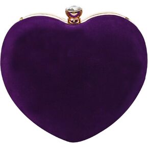 Women Mini Heart Shape Velvet Evening Clutch Handbag Top-handle Bag Chain Cross-body Bag Purse
