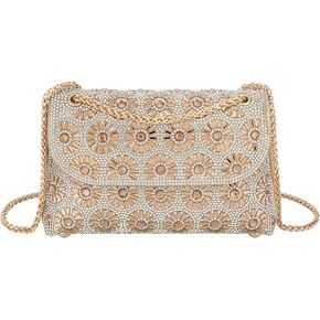 Reberomantic Women Crystal Rhinestones Handbag Chain Evening Clutch Purse Wedding Crossbody Shoulder Bag