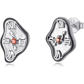 OHAYOO Clock Earrings 925 Sterling Silver Clock Stud Earrings Clock Halloween Jewelry Gifts for Women Men