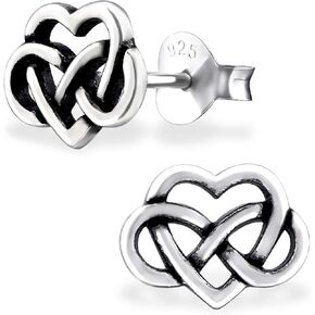 ICYROSE 925 Sterling Silver 9mm Heart Infinity Celtic Knot Stud Earrings (Nickel Free) 31603
