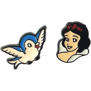 Princess Elsa Snow Whit Birds Encanto Earrings Stud,Sleeping Beauty Maleficent Evil Queen Ear Stud for Women and Men