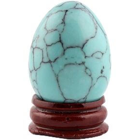 Opal Opalite 40 * 30mm Eggs with Wood Stand Stone Carved Natural Gemstone Bell Chakra Healing Crystal Reiki Crafts