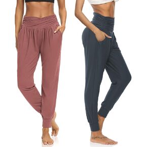 DIBAOLONG 2 Pack Womens Yoga Sweatpants Loose Joggers Pants Comfy Lounge Pants with Pockets