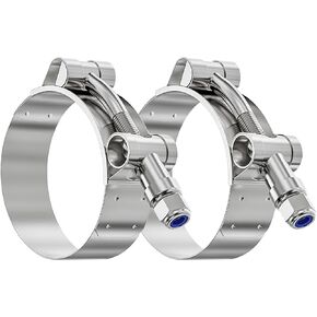 2Pcs 4 Inch T-Bolt Hose Clamp - 304 Stainless Steel Turbo Intake Intercooler Clamp Working Range 108mm - 116mm for 4 Inch Hose ID Radiator Hose Clamps