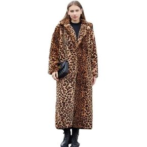 Women's Long Coat Faux Fur, Leopard print, warm, long sleeves, Fashion design, (Large size available)