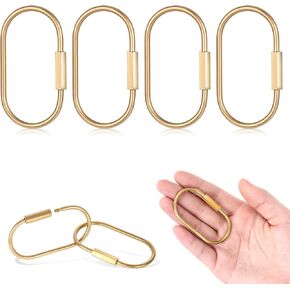 Giantree 4 Pcs Brass Screw Lock Keychain, Gold Screw Lock Clip Key Chain Ring Durable Simple Brass Keychain Holder, Brass Key Ring Car keychain for Men Women Gold(4Pcs)