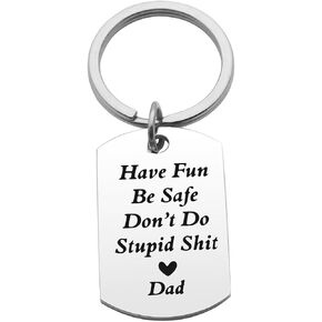 Don't Do Stupid Keychain Dad Mom to Kids Gift Graduation Gift for Daughter Son Funny Gift for Teenager