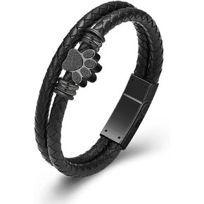 Paw Print Urn Bracelet for Ashes for Women Men Keepsake Memorial Cuff Bangle Braided Leather Wristband Bracelet Cremation Jewelry in Kuwait
