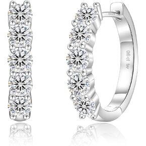 KRKC&CO Moissanite Hoop Earrings for Women, S925 Sterling Silver, D Color VVS1 Clarity 0.6-2.0Ctw Hypoallergenic Huggie Earrings Stud, White Gold Plated Jewelry for Her