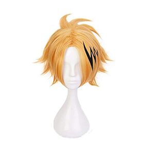MHA BNHA Denki Kaminari Cosplay Wig with Lightning Bolt Clip Accessories for Women