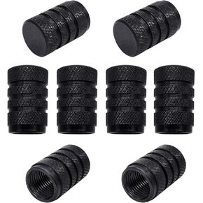 Medsuo 8pcs Tire Valve Stem Caps Universal Aluminum Tire Valve Caps Barrel Shaped Tire Dust Caps for Cars, SUVs, Trucks, Motorcycles, Bikes (Black)