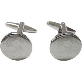 Kiola Designs Silver Toned Etched Round Soccer Ball Pendant Cufflinks