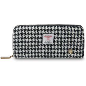 Islander HarrisTweed & PU Leather women’s long zip purse, Islander Tartan, Carry Cash & card, Scottish Style