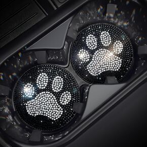 2pack Bling Car Cup Holder Coasters Cute Crystal Rhinestone Coaster for Car Drink Coaster Non-Slip Sparkly Car Accessories for Women Interior Cute Set in Kuwait