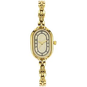 ADSBIAOYE Gold Watches for Women Dainty Vintage Oval Small Bracelet Watch Stainless Steel Waterproof Fashion Ladies Dress Quartz Watch